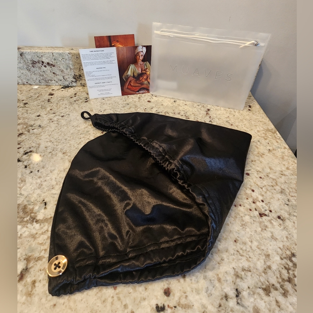 Muaves Ultra-Lite All Satin Hair Wrap in Midnight Onyx